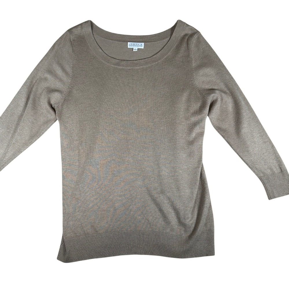 Joseph A Womens XL Taupe Brown Scoop Neck Rayon Blend Knit Sweater Long Sleeve